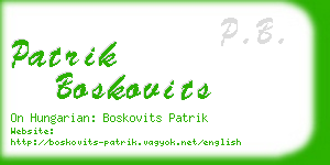 patrik boskovits business card